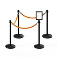 Montour Line Stanchion Post and Rope Kit Black, 4CrownTop 3Gold Rope 8.5x11V Sign C-Kit-3-BK-CN-1-Tapped-1-8511-V-3-PVR-GD-PS